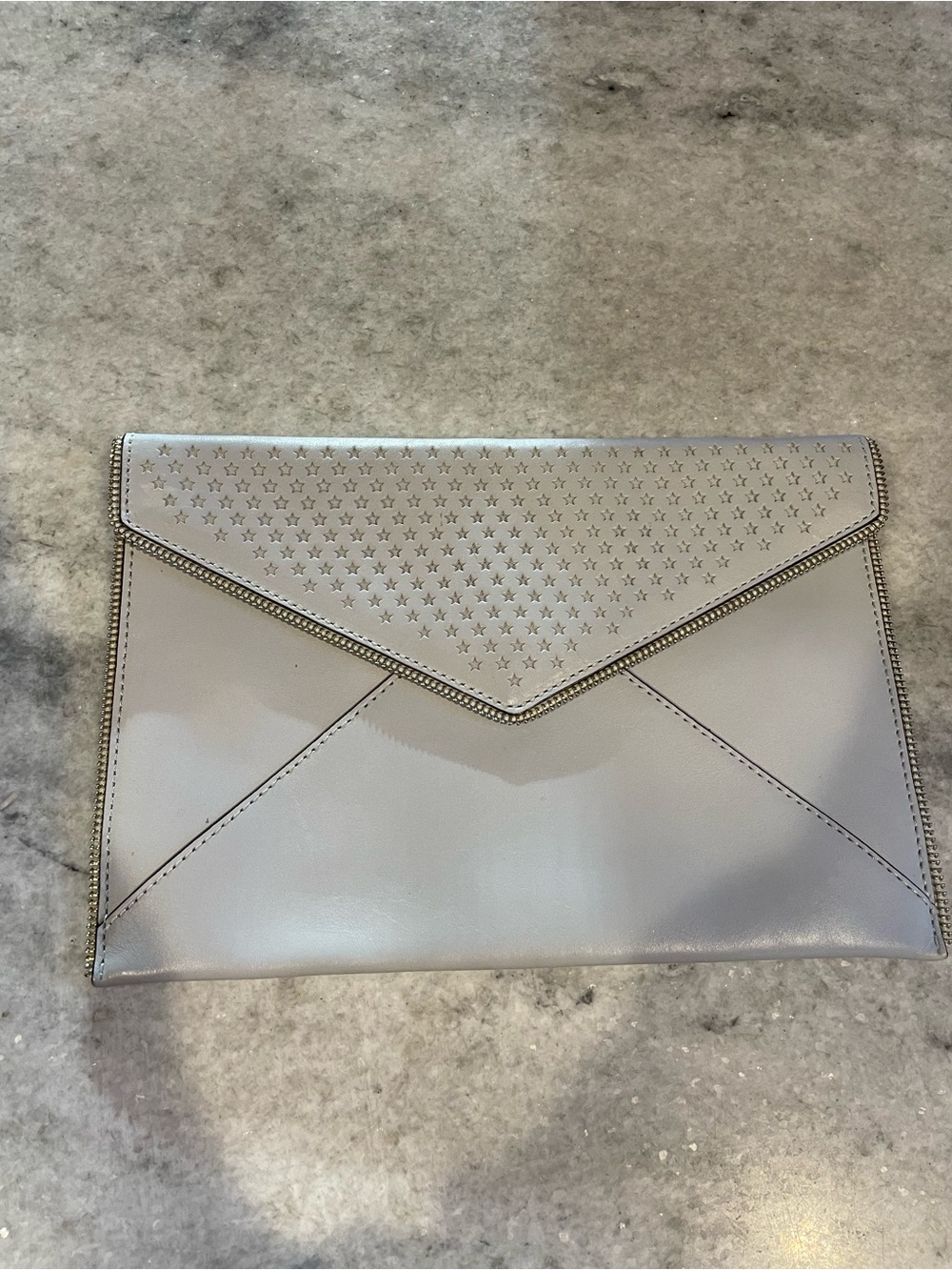 Rebecca Minkoff Gray Star-Stud Envelope Clutch